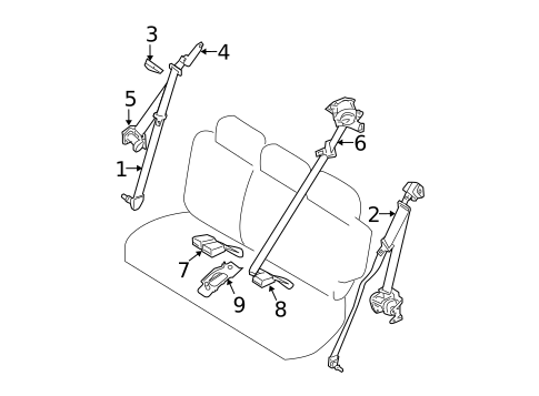 Third Row Seat Belts for 2004 Nissan Pathfinder Armada #0
