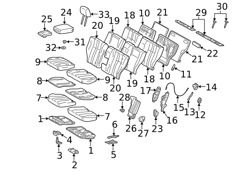 Rear Seat Components for 2000 Mercedes-Benz E320 #0