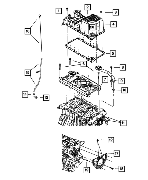 Engine Oiling, Oil Pan and Indicator (Dipstick) for 2009 Dodge Challenger #0