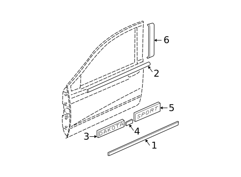 Exterior Trim - Front Door for 2001 Dodge Dakota #0