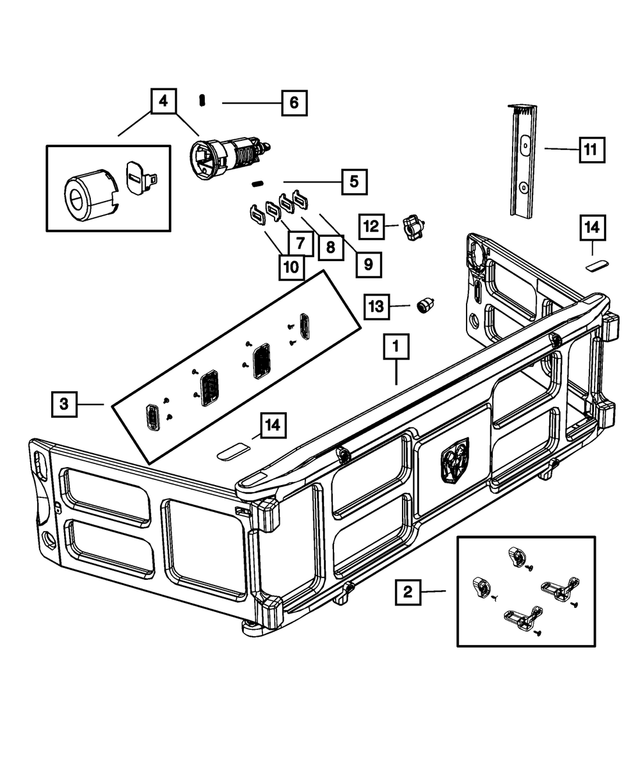 68061347AA - Body Sheet Metal Except Doors: Truck Bed Divider Grip Lock Kit for Mopar Image