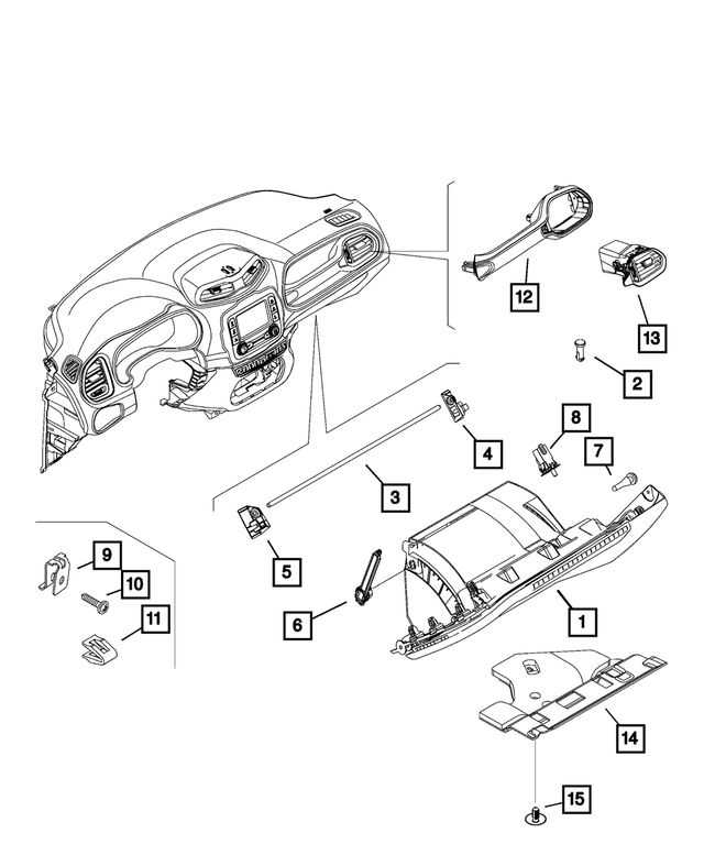5XG38DX9AA - Interior Trim: Retaining Clip for Jeep: Compass, Renegade Image