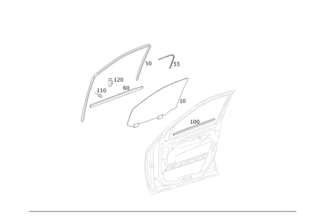 1646907380 - Exterior: Window Trim, Chrome - Front Passenger for Mercedes-Benz: GL320, GL350, GL450, GL550, ML320, ML350, ML450, ML500, ML550 Image