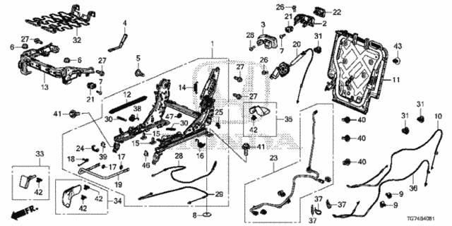 Middle Seat Components (R.) (Captain Seat) for 2016 Honda Pilot #0