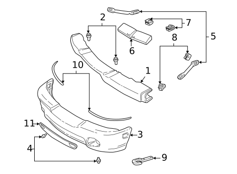 Bumper & Components - Front for 1998 GMC Jimmy #0