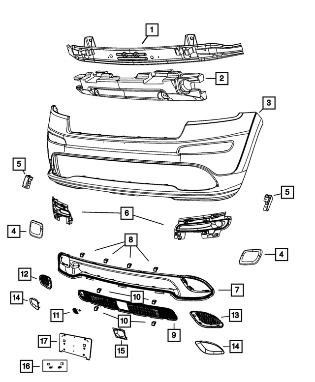 68157870AC - Frame, Bumper and Fascia: Front Upper Fascia for Mopar Image image