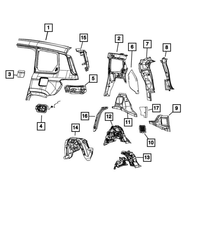 68571849AB - Body Sheet Metal Except Doors: Body Side Aperture Outer Panel, Left for Mopar Image
