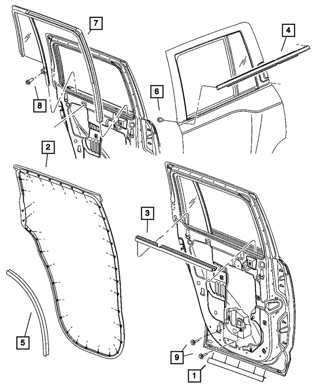 5160236AA - Doors, Door Mirrors and Related Parts: Rear Door Seal, Right &amp; Left for Mopar Image