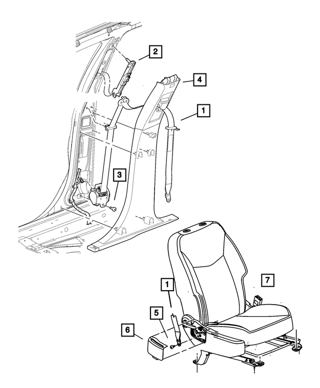 « XS401D5AC – Interior Trim : Rétract Ceint Secur, Côté Droit pour Mopar Image »
