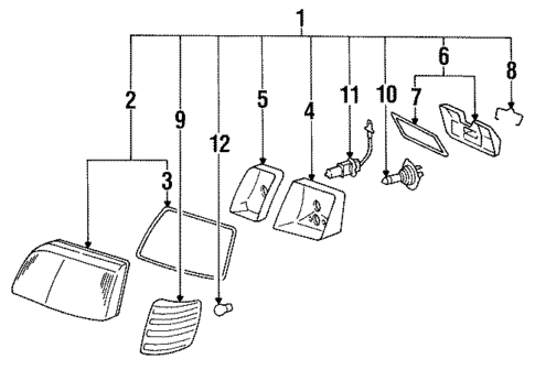 Headlamp Components for 1992 Mercedes-Benz 400SE #1