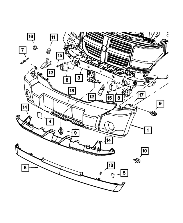 1FU24CD7AA - Frame, Bumper, and Fascia: Front Fascia for Mopar Image