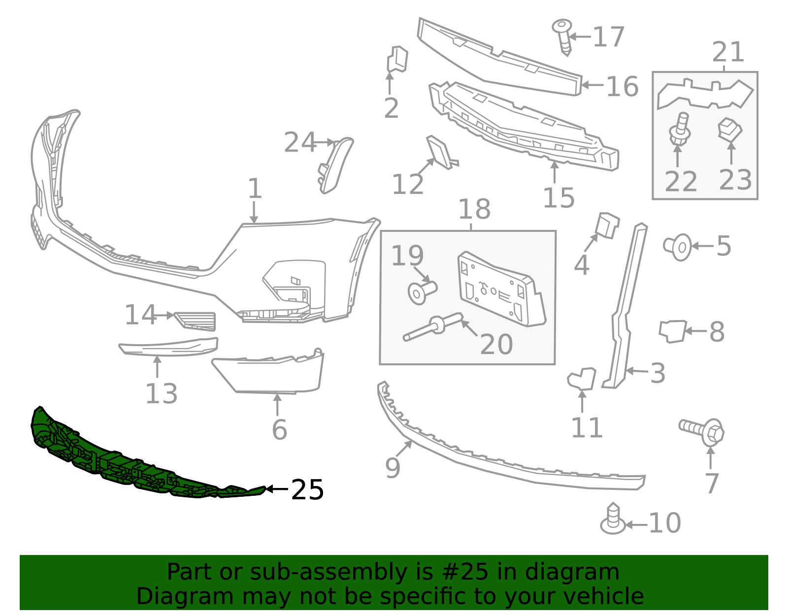 2022-2024 Chevrolet Front Bumper Fascia Lower Stiffener 85538485 | OEM ...