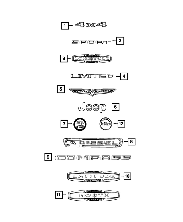68243722AA - Exterior Ornamentation: Liftgate Nameplate for Mopar Image