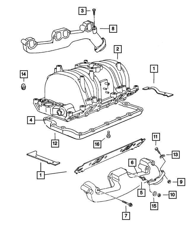« 4897383AD – Engine 5.9L Eight Cylinder : Collecteur D`admission Ensemble De Joint pour Mopar Image »