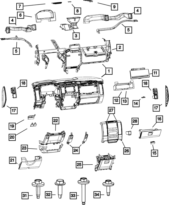 68050667AA - Interior Trim: Air Duct, Right for Mopar Image
