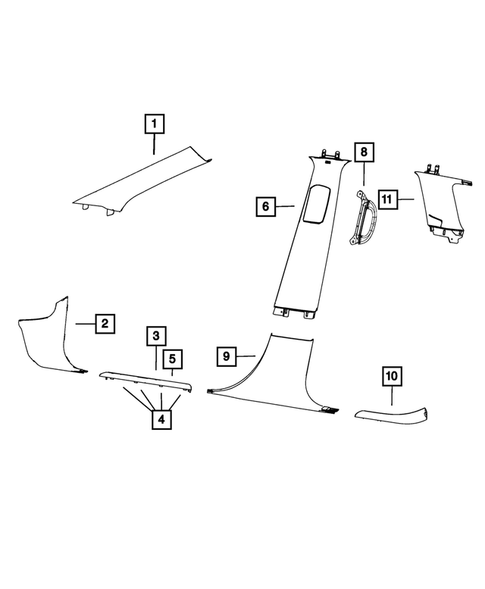 Panels-Moldings-Scuff Plates, Pillar, Cowl, 1/4 Panel Trim and Cargo Covers for 2016 Jeep Grand Cherokee #1
