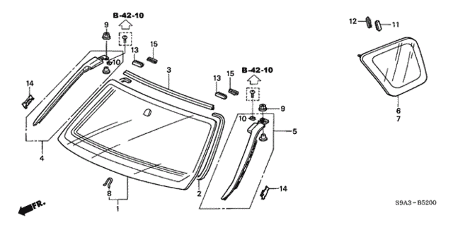 Front Windshield - Quarter Glass for 2003 Honda CR-V #0