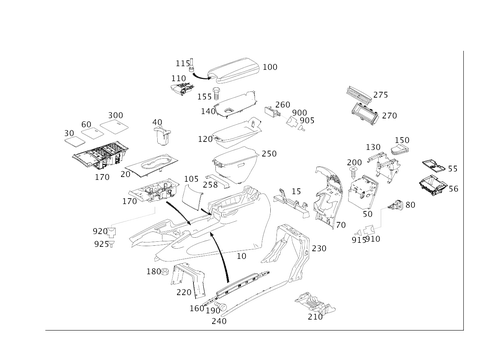 Housing with Tray, Armrest, and Ashtray for 2010 Mercedes-Benz GL550 #0