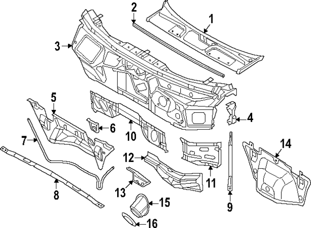 80A823723 - Body: Cowl Grille Seal for Audi Image
