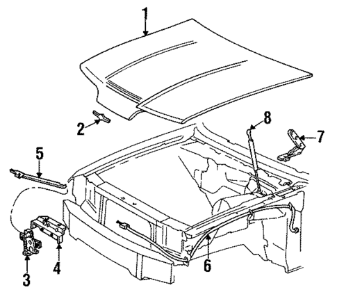 Hood & Components for 1992 Ford Thunderbird #0