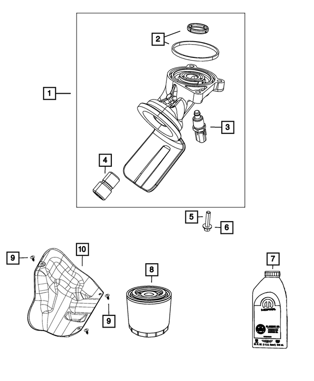 « 4893402AB – 5.7L Gas; Engine : Filtre à Huile Adaptateur pour Mopar Image »