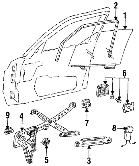 Glass - Front Door for 1989 Mercedes-Benz 420 SEL #0