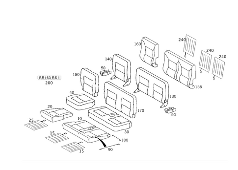 Rear Seat Bench Split (1/3: 2/3) for 2014 Mercedes-Benz G550 #0