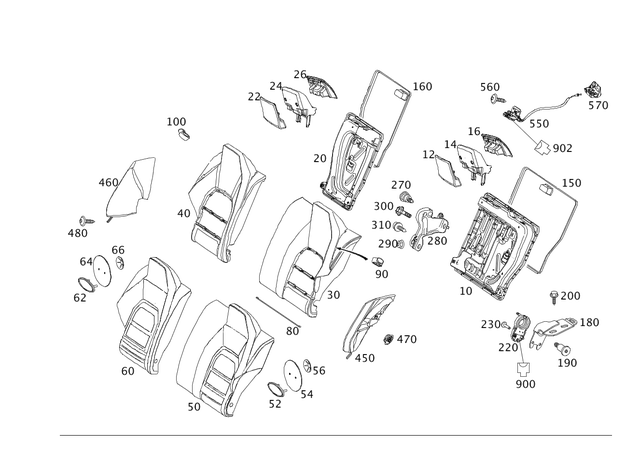 2079204301 - Rear Seat: Outer Cov. , Rr Seat Backr for Mercedes-Benz: C250, C350, C63 AMG Image image