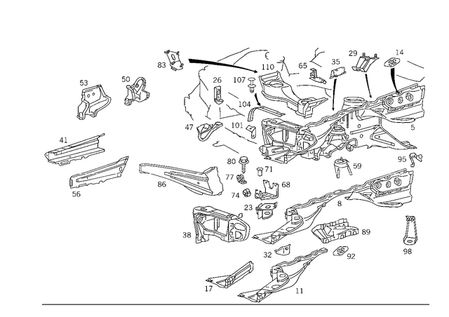 1296207114 - Front Panel: Bracket for Mercedes-Benz Image image