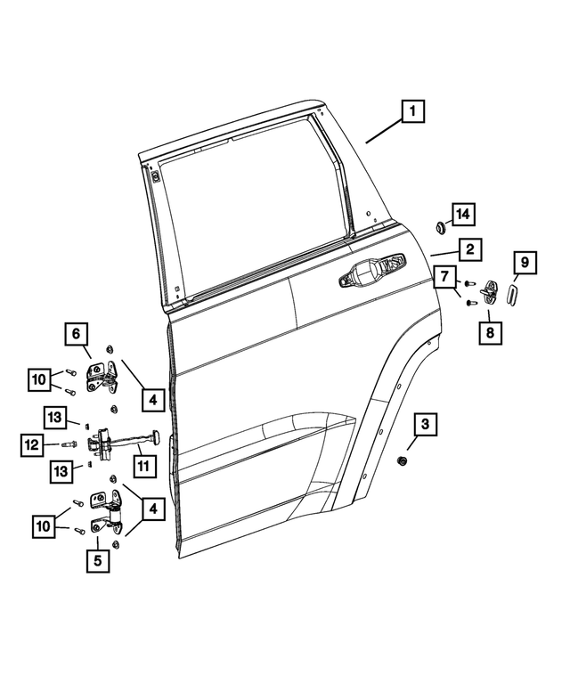 68377097AK - Doors, Door Mirrors and Related Parts: Rear Door, Left for Mopar Image