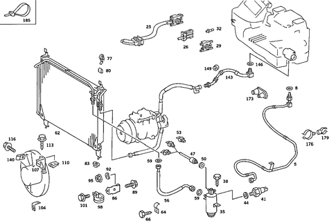 Refrigerant Line Arrangement for 1986 Mercedes-Benz 560SEC #0