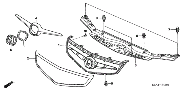 Front Grille (2) for 2007 Acura TSX #0