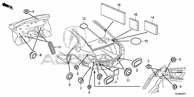 Grommet (RR.) for 2015 Acura TLX #0