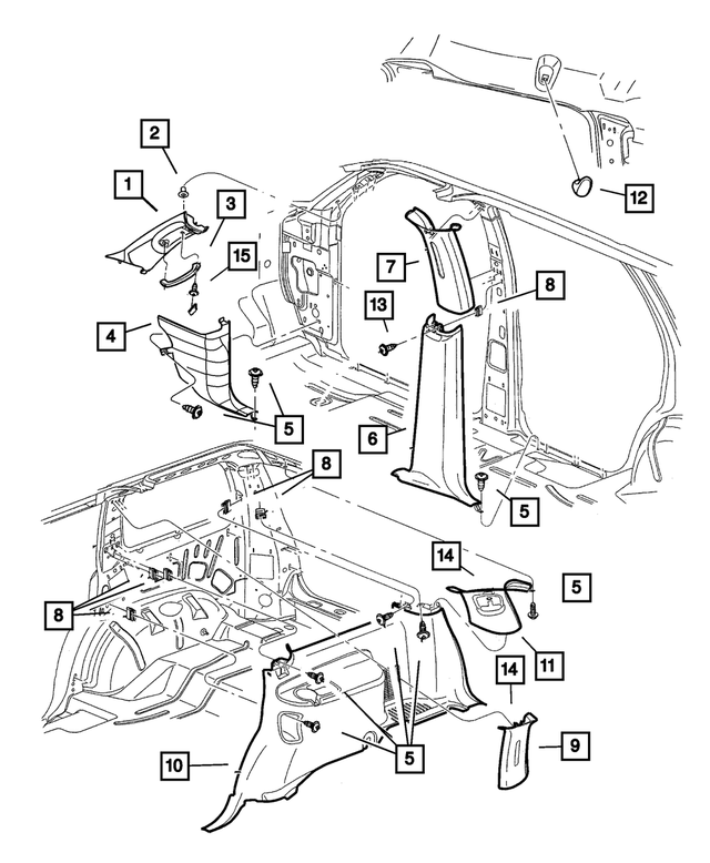 5GP04WL5AE - Interior Trim: Quarter Trim Panel, Right for Mopar Image