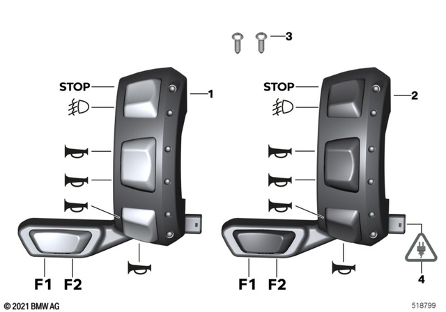 61318567189 - General Electrical System: Auxiliary Switch, Left - Grau/grey for BMW-Motorrad Image