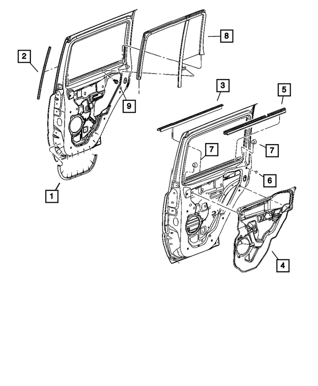 55396713AD - Doors, Door Mirrors and Related Parts: Rear Door Seal, Left for Mopar Image image