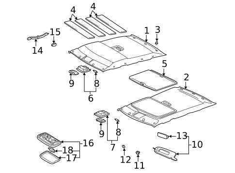 Interior Trim - Roof for 1999 Lexus ES300 #0