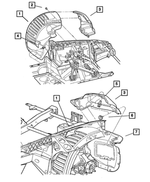 4865491AA - Body Sheet Metal Except Doors: Splash Shield, Left, Front Fender for Mopar Image