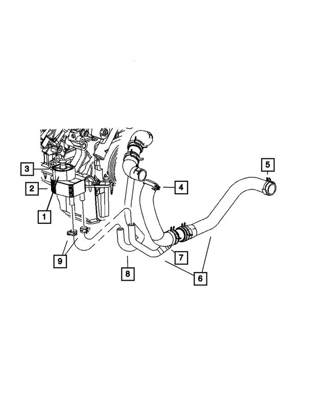 55111286AD - 6.4L Gas; Engine: Engine Coolant To Oil Cooler Intlet Hose for Mopar Image image