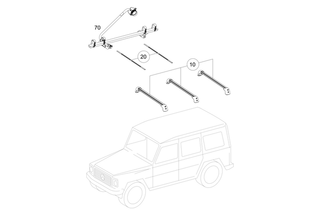 19907799 - Roof Carrier Systems: Fastening Parts for Mercedes-Benz: B Electric Drive, B250e, C250, C300, C350, C350e, C400, C450 AMG, C63 AMG, CLA250, CLS400, CLS550, CLS63 AMG, CLS63 AMG S, E250, E350, E400, E550, E63 AMG, E63 AMG S, G550, G63 4x4 Squared AMG, G63 AMG, GL350, GL450, GL550, GL63 AMG, GLE300d, GLE350, GLE400, GLE43 AMG, GLE450 AMG, GLE550e, GLE63 AMG, GLE63 AMG S, GLK250, GLK350, GLS350d, GLS450, GLS550, GLS63 AMG, Maybach S550, Maybach S560, Maybach S600, Maybach S650, ML250, ML350, ML400, ML550, ML63 AMG, S450, S550, S550e, S560, S600, S63 AMG, S65 AMG Image