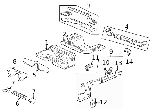 Rear Floor & Rails for 2012 Cadillac CTS #1
