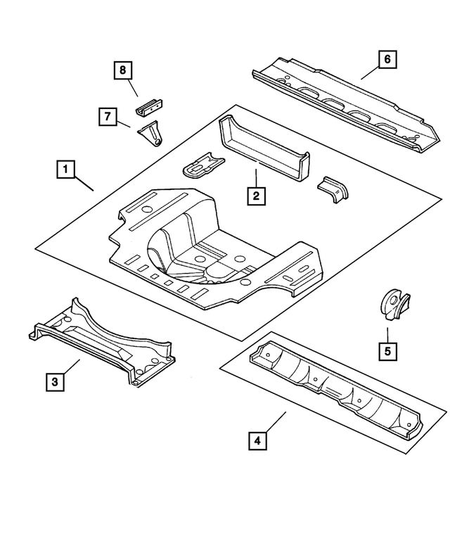 « 4580491AF – Body Sheet Metal Except Doors : Plancher Arrière Cuvette pour Mopar Image »