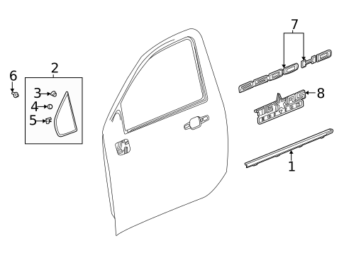 Exterior Trim - Front Door for 2024 Chevrolet Silverado 2500 HD #1