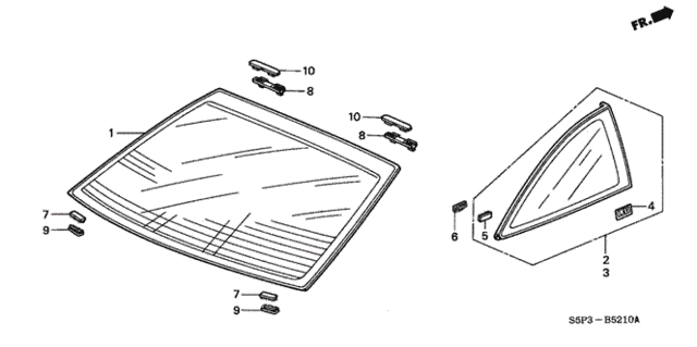 Rear Windshield - Quarter Glass for 2002 Honda Civic #0