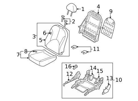Front Seat Components for 2008 Hyundai Accent #1