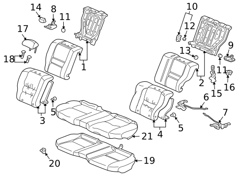 Rear Seat Components for 2007 Honda Accord #1