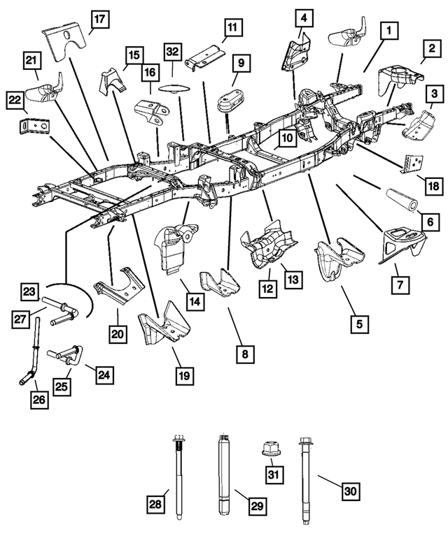 52021590AC - Frame, Bumper and Fascia: Stabilizer Bar Bracket for Mopar Image