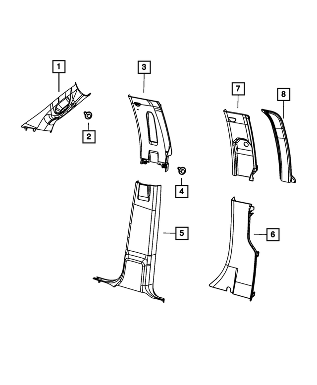 « 5RM901X9AC – Interior Trim : Pied Avant Moulure, Côté Droit pour Mopar Image »