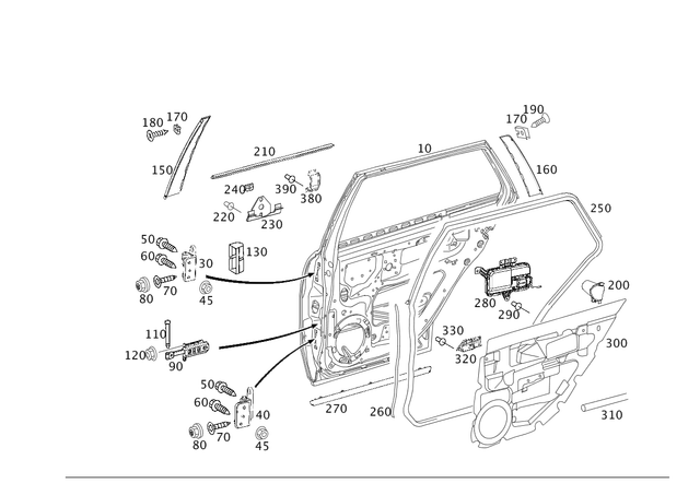 119905101 - Rear Doors: Hexagonal Head Screw for Mercedes-Benz: 180C, C230, C240, C280, C32 AMG, C320, C350, C55 AMG, CLK320, CLK350, CLK500, CLK55 AMG, CLK550, CLK63 AMG, CLS500, CLS55 AMG, CLS550, CLS63 AMG, E320, E500, E55 AMG, S430, S55 AMG Image image