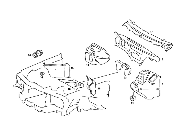 2016202308 - Front Panel: Firewall for Mercedes-Benz: 190, 190D, 190E Image image